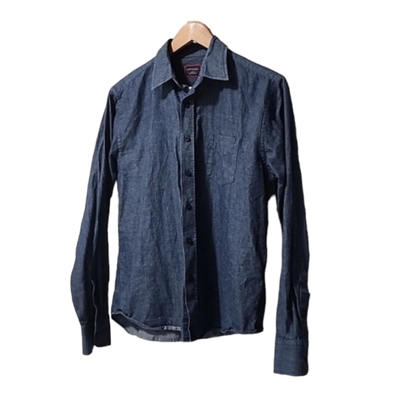 UNTUCKit Chambray Denim Button Down Shirt S M Jeans - Picture 4 of 11